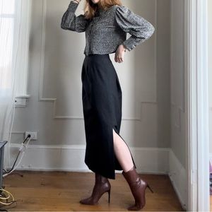 ❗️SOLD ALREADY❗️ Vintage Classic Maxi Wool Skirt with Side Slits & Buttons